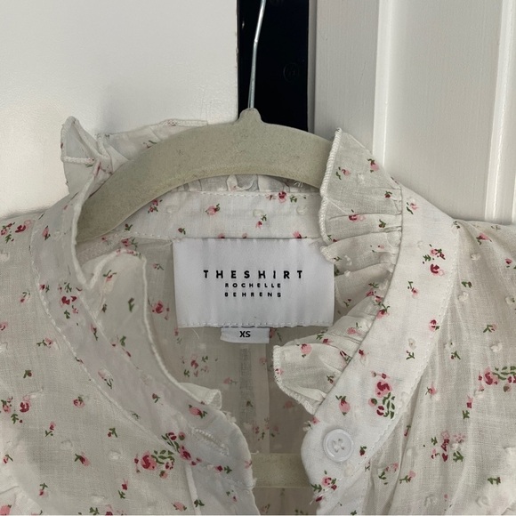 The Shirt by Rochelle Behrens White Ruffle Floral Button Down Blouse - Picture 2 of 4